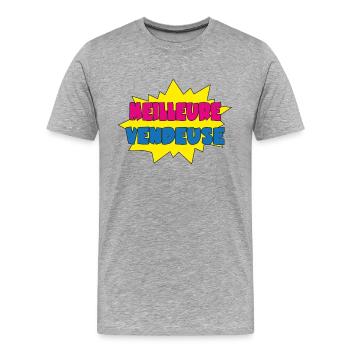 MEILLEURE VENDEUSE - T-shirt bio Premium Homme - gris chiné - Devant - Damien (186cm)