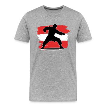 Drapeau de l’Autriche Judo - T-shirt bio Premium Homme - gris chiné - Devant - Damien (186cm)