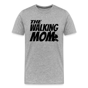 THE WALKING MOM - T-shirt bio Premium Homme - gris chiné - Devant - Damien (186cm)