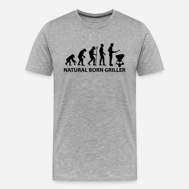 Grill Evolution - Männer Premium Bio T-Shirt - Grau meliert