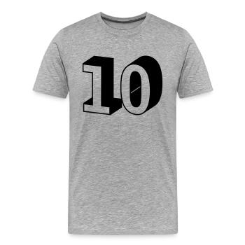 Nummer - 10 - Männer Premium Bio T-Shirt - Grau meliert - Vorne - Damien (186cm)