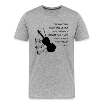 Tu ne peux pas acheter le bonheur mais le violon - T-shirt bio Premium Homme - gris chiné - Devant - Damien (186cm)