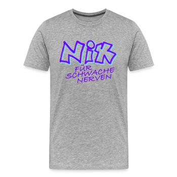 nix für schwache nerven violett - Männer Premium Bio T-Shirt - Grau meliert - Vorne - Damien (186cm)