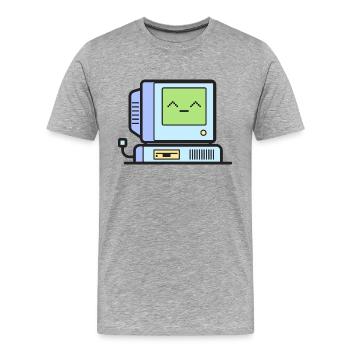 Happy Retro Computer - T-shirt bio Premium Homme - gris chiné - Devant - Damien (186cm)