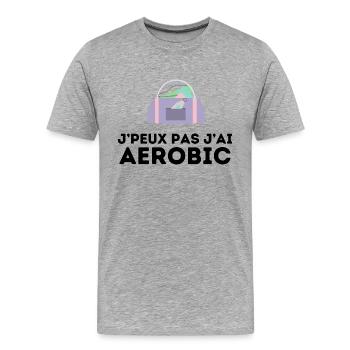 j'peux pas j'ai aerobic tshirt pull humour - T-shirt bio Premium Homme - gris chiné - Devant - Damien (186cm)