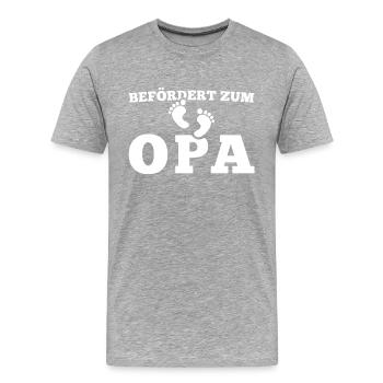 Werdender Opa Schwangerschaftsverkündung - Männer Premium Bio T-Shirt - Grau meliert - Vorne - Damien (186cm)