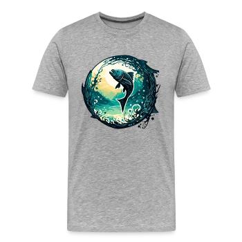 Angler Siluette / Fishing / Fish / Lake / Sport - Men's Premium Organic T-Shirt - heather grey - Front - Damien (186cm)
