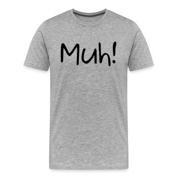 Muh! - Männer Premium Bio T-Shirt - Grau meliert - Vorne - Damien (186cm)