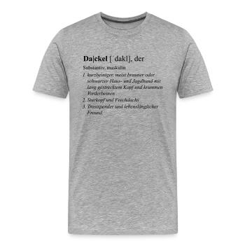 Dackel Duden - Männer Premium Bio T-Shirt - Grau meliert - Vorne - Damien (186cm)
