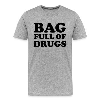 Bag full of drugs - Men's Premium Organic T-Shirt - heather grey - Front - Damien (186cm)