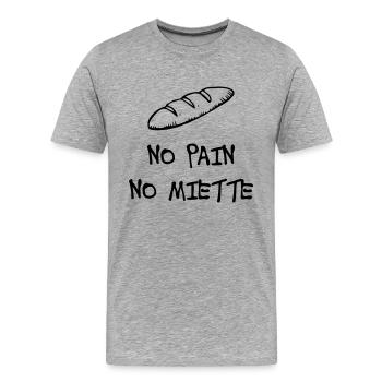 No Pain No Miette - T-shirt bio Premium Homme - gris chiné - Devant - Damien (186cm)