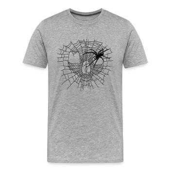 Halloween Spinngewebe in Skull-Form mit Spinne - Männer Premium Bio T-Shirt - Grau meliert - Vorne - Damien (186cm)