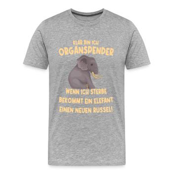 Organspender Rüssel Elefanten Ironie Tierschutz - Männer Premium Bio T-Shirt - Grau meliert - Vorne - Damien (186cm)