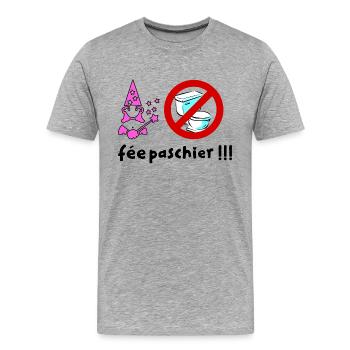 Fée pas chier - T-shirt bio Premium Homme - gris chiné - Devant - Damien (186cm)
