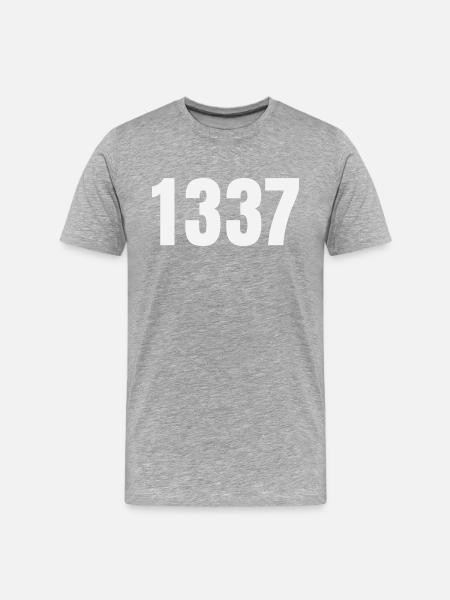 1337 - Männer Premium Bio T-Shirt - Grau meliert
