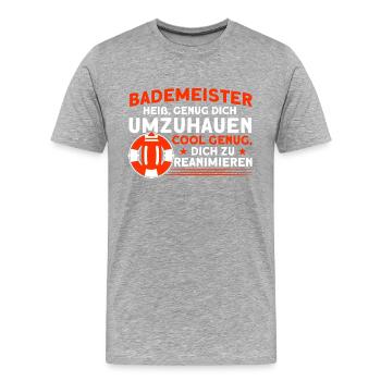 Bademeister Schwimmbad Lifeguard Rettungsschwimmer - Männer Premium Bio T-Shirt - Grau meliert - Vorne - Damien (186cm)