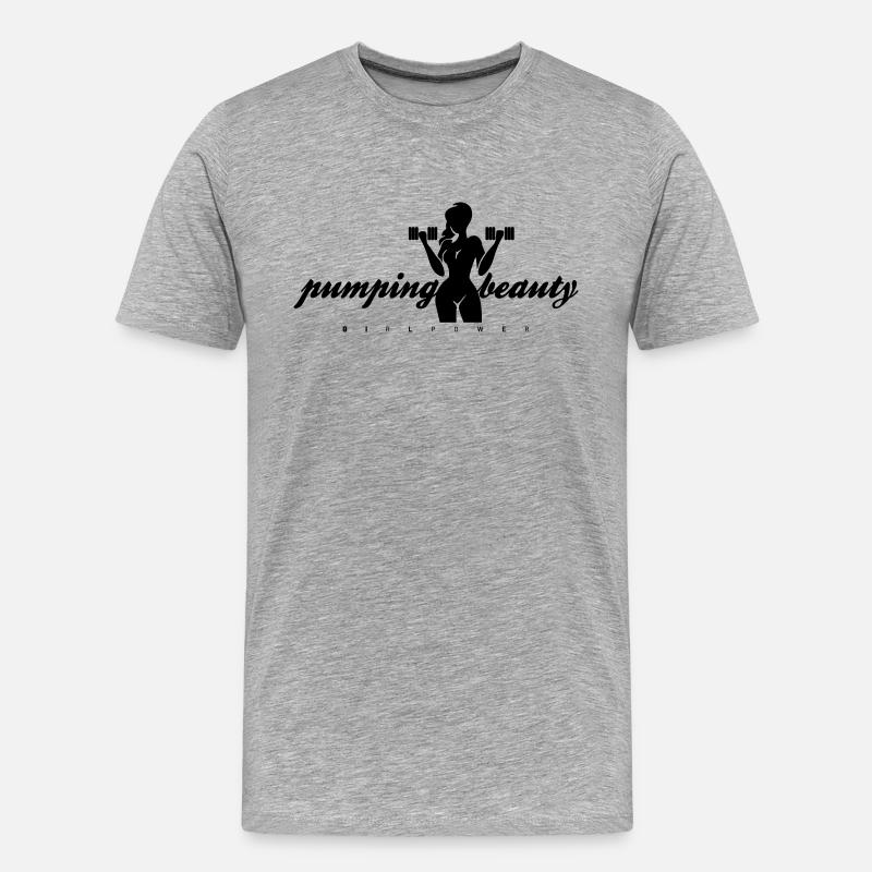 pumping beauty einfarbig - Männer Premium Bio T-Shirt - Grau meliert