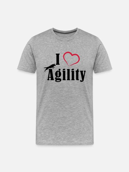 I Love Agility - Männer Premium Bio T-Shirt - Grau meliert
