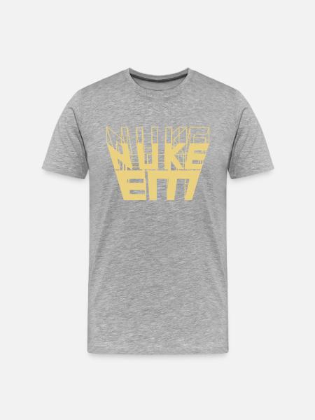 Nuke Em 3D Text - Männer Premium Bio T-Shirt - Grau meliert