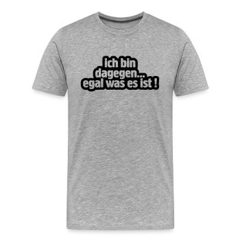 dagegen - Männer Premium Bio T-Shirt - Grau meliert - Vorne - Damien (186cm)