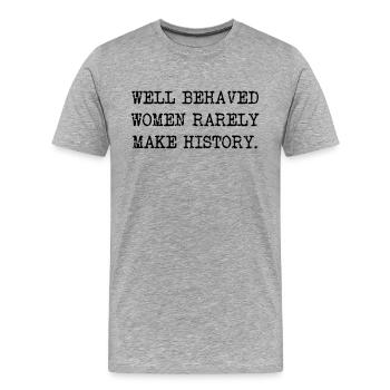 Women History - Männer Premium Bio T-Shirt - Grau meliert - Vorne - Damien (186cm)