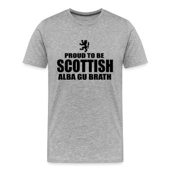 Proud to be Scottish - Men's Premium Organic T-Shirt - heather grey - Front - Damien (186cm)