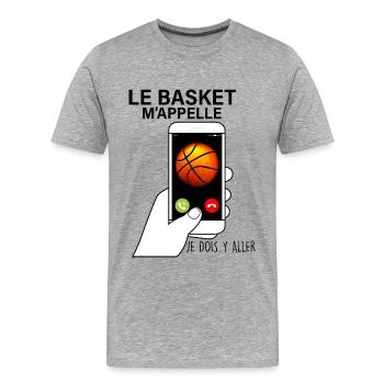 Le Basket Cadeau Drôle Homme Et Femme Basket ball - T-shirt bio Premium Homme - gris chiné - Devant - Damien (186cm)
