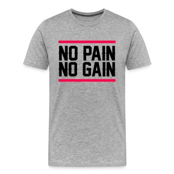 no pain no gain - Men's Premium Organic T-Shirt - heather grey - Front - Damien (186cm)
