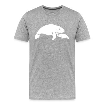 Manatee Mama mit Baby - Seekuh - Sirene - Männer Premium Bio T-Shirt - Grau meliert - Vorne - Damien (186cm)
