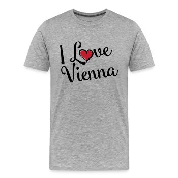 I Love Vienna - Männer Premium Bio T-Shirt - Grau meliert - Vorne - Damien (186cm)