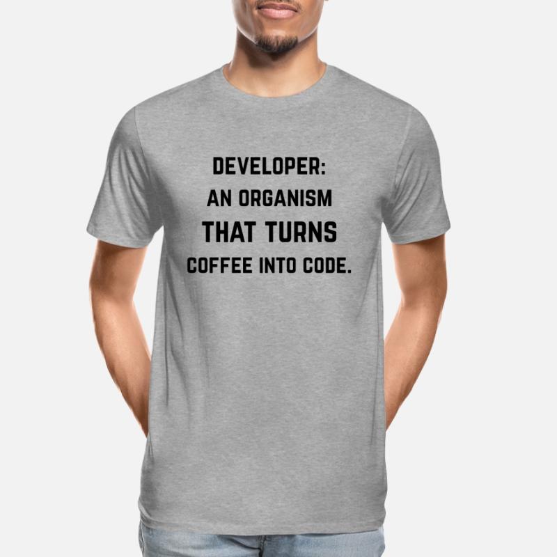 Developer: organization turning coffee into code Men's Premium Organic T-Shirt