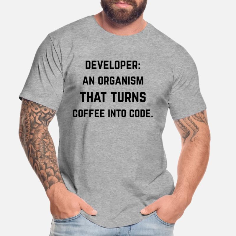 Developer: organization turning coffee into code Men's Premium Organic T-Shirt