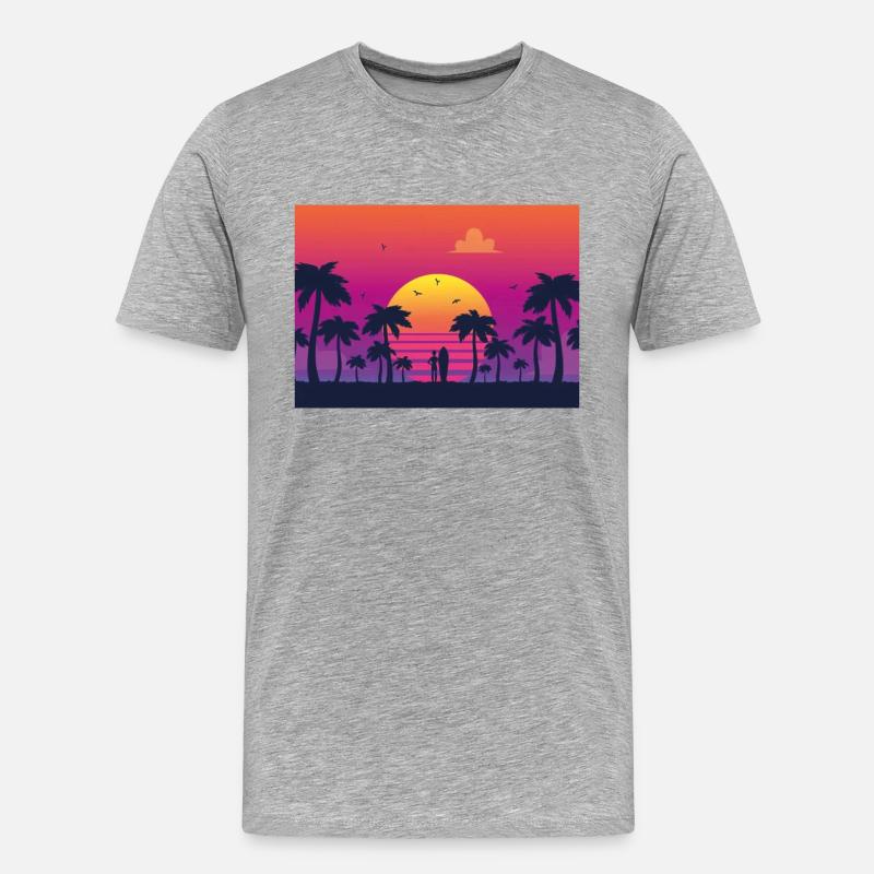sunset surf - Männer Premium Bio T-Shirt - Grau meliert