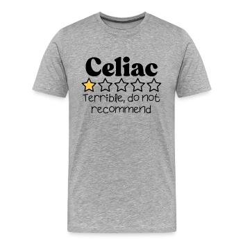 Maladie cœliaque Sarcastique Citation drôle - T-shirt bio Premium Homme - gris chiné - Devant - Damien (186cm)