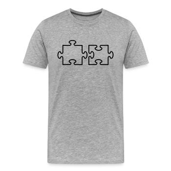 2 Puzzle Teile - Männer Premium Bio T-Shirt - Grau meliert - Vorne - Damien (186cm)