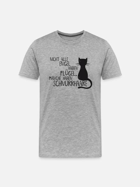 KATZE = ENGEL - Männer Premium Bio T-Shirt - Grau meliert