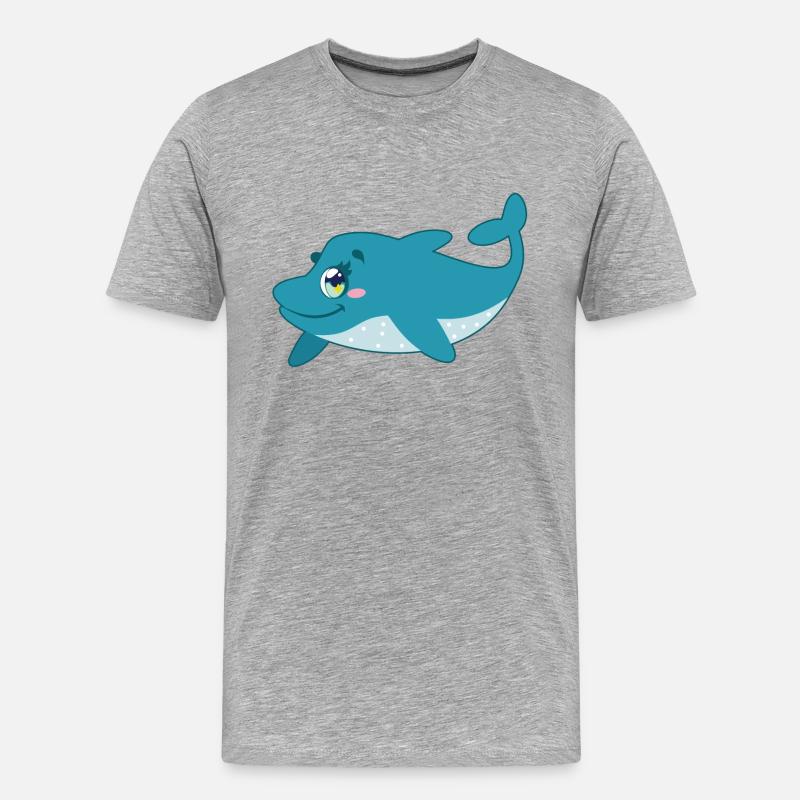 Süßer Delfin mit Rand - Männer Premium Bio T-Shirt - Grau meliert