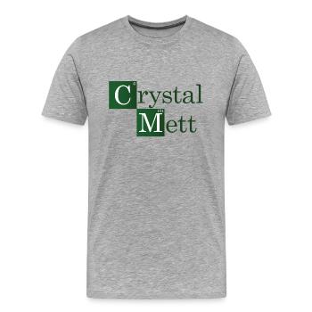 Crystal Mett oder so - Männer Premium Bio T-Shirt - Grau meliert - Vorne - Damien (186cm)
