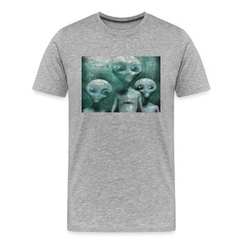 Aliens in the Mist - Men's Premium Organic T-Shirt - heather grey - Front - Damien (186cm)