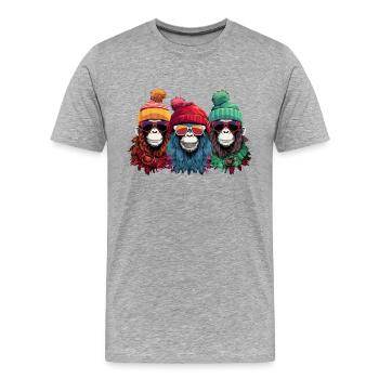 Singes de Noël moches - T-shirt bio Premium Homme - gris chiné - Devant - Damien (186cm)