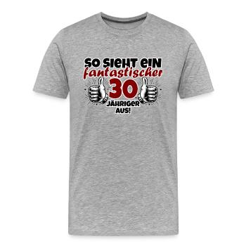 30e anniversaire drôle dicton fantastique - T-shirt bio Premium Homme - gris chiné - Devant - Damien (186cm)