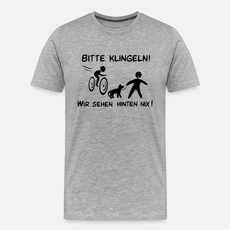 Bitte klingeln! Radfahrer-Hund - Männer Premium Bio T-Shirt - Grau meliert