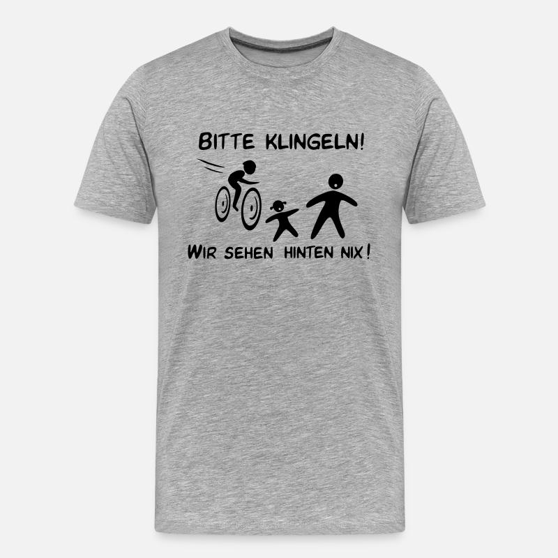 Bitte klingeln! Radfahrer-Kind - Männer Premium Bio T-Shirt - Grau meliert