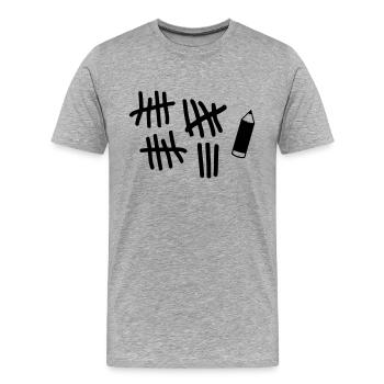 Striche - Stift - Männer Premium Bio T-Shirt - Grau meliert - Vorne - Damien (186cm)