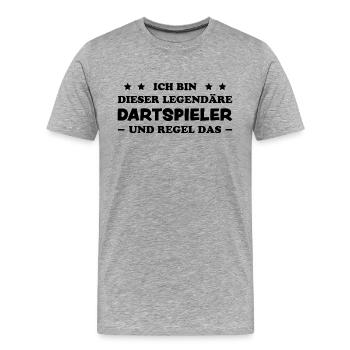 Dartspieler Witz Spruch Darts Dartpfeil Geschenk - Männer Premium Bio T-Shirt - Grau meliert - Vorne - Damien (186cm)