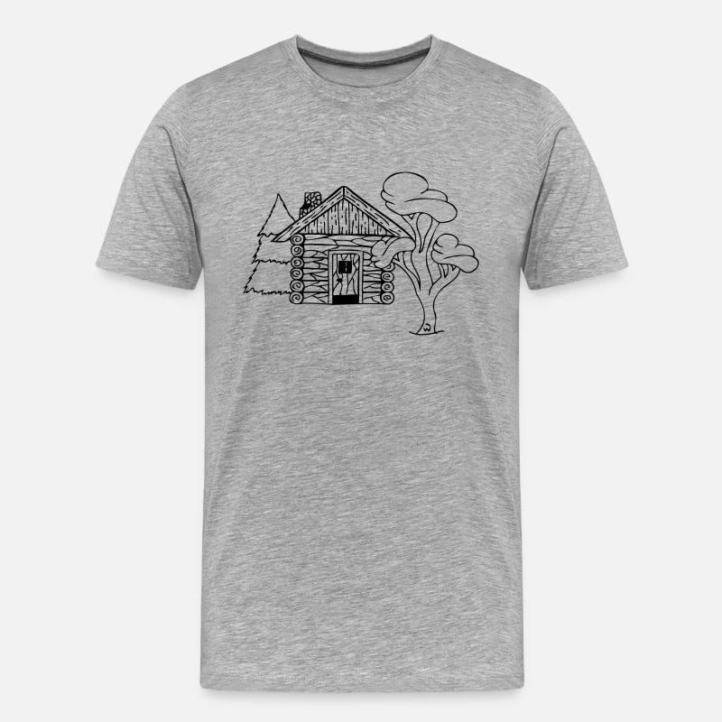 Holzhütte Cube - Männer Premium Bio T-Shirt - Grau meliert