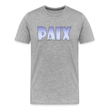 Friede - Männer Premium Bio T-Shirt - Grau meliert - Vorne - Damien (186cm)