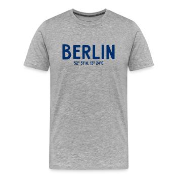 Coordonnées Berlin - Berlin Bear - T-shirt bio Premium Homme - gris chiné - Devant - Damien (186cm)