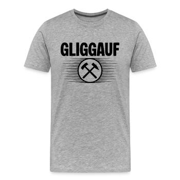 Glueck auf Mundart - Männer Premium Bio T-Shirt - Grau meliert - Vorne - Damien (186cm)