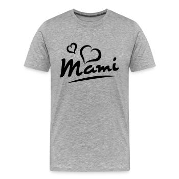 Mami - Männer Premium Bio T-Shirt - Grau meliert - Vorne - Damien (186cm)